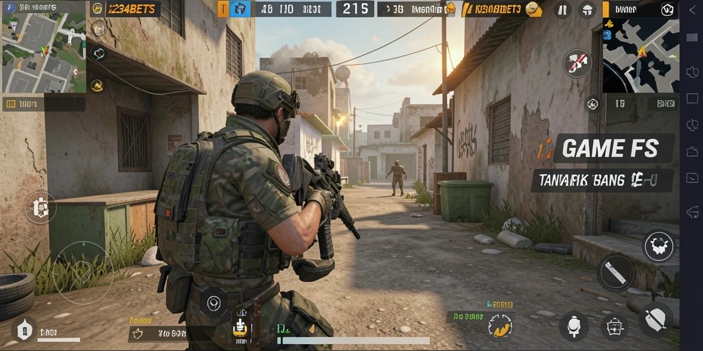 Tampilan gameplay menegangkan dari 1234BETS saat bertempur di medan perang.