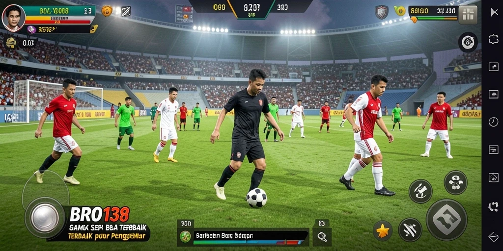 Tampilan gameplay BRO138 yang menarik dan penuh aksi sepak bola.